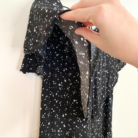 ZARA Basic Black Star Print Open Back Ruffle Dress - Picture 8 of 10